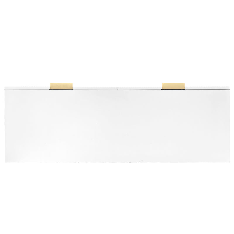 Buffet élégant blanc design moderne, 6 tiroirs poignets et point de pieds dorés 120*40*77cm COQREOD WHITE