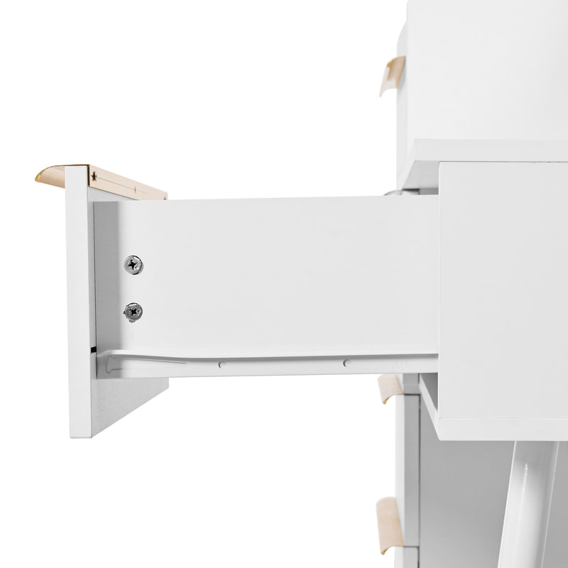 Coiffeuse blanche plateau rétractableavec miroir LED à luminosité réglable couleur et 6 tiroirs (sans tabouret) CUTICLE
