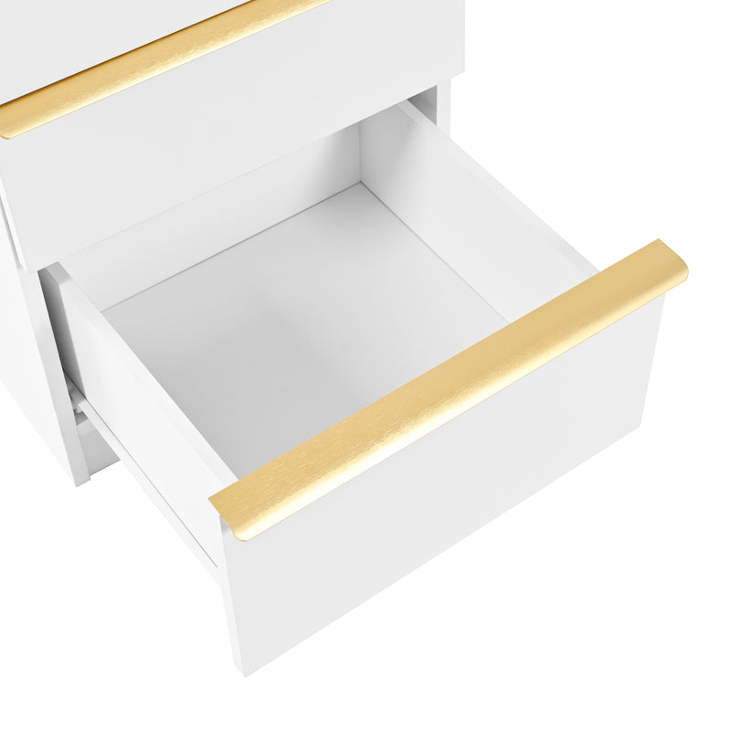Coiffeuse blanche plateau rétractableavec miroir LED à luminosité réglable couleur et 6 tiroirs (sans tabouret) CUTICLE