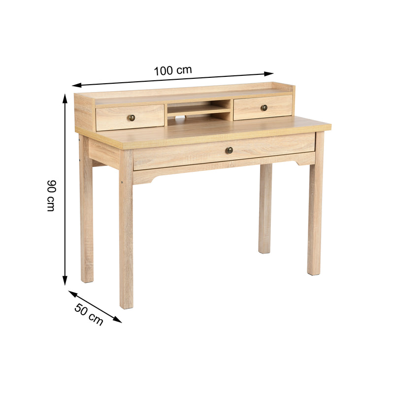 Bureau classique en bois, avec tiroirs et rangements DEVAKI