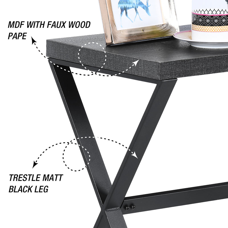 Table à point rectangulaire effet bois noir bout de canapé  CARVALHO SIDE TABLE A