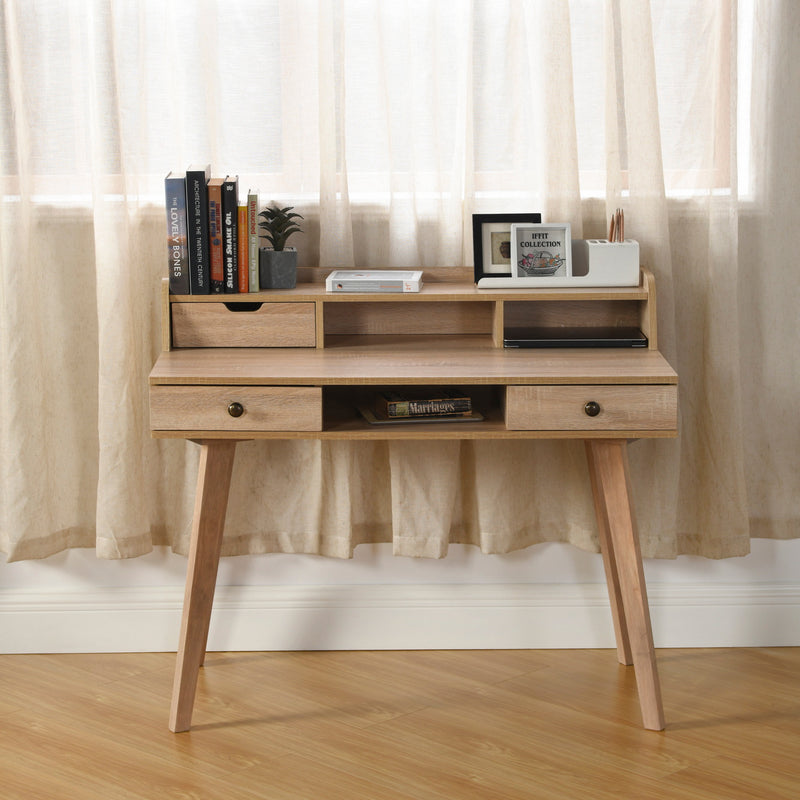 Bureau moderne avec tiroirs et rangement en bois 105*55*75-90cm DOMANA LIGHT WOOD SMALL