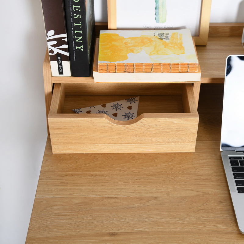 Moderner Schreibtisch mit Schubladen und Holzaufbewahrung 105*55*75-90cm DOMANA LIGHT WOOD SMALL