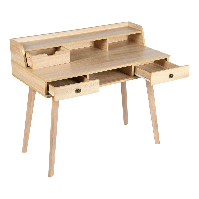 Bureau moderne avec tiroirs et rangement en bois 105*55*75-90cm DOMANA LIGHT WOOD SMALL