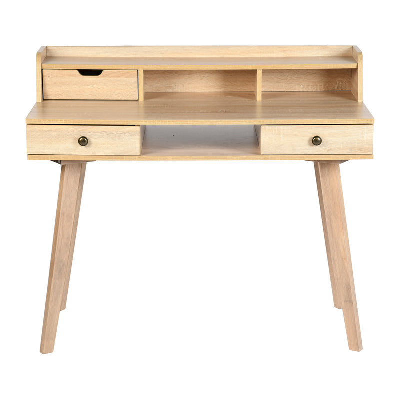 Bureau moderne avec tiroirs et rangement en bois 105*55*75-90cm DOMANA LIGHT WOOD SMALL