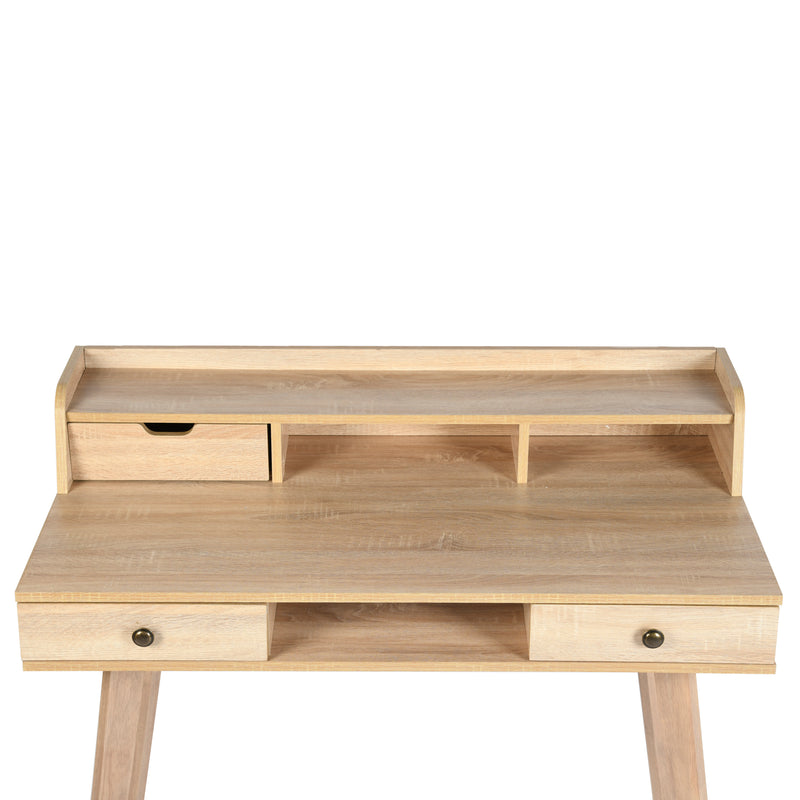 Bureau moderne avec tiroirs et rangement en bois 105*55*75-90cm DOMANA LIGHT WOOD SMALL