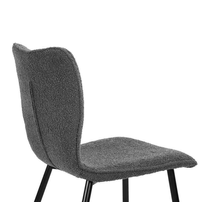Lot de 2 chaises salle à manger en tissu gris effet laine bouclette DURSO GRANULAR GREY UKFR