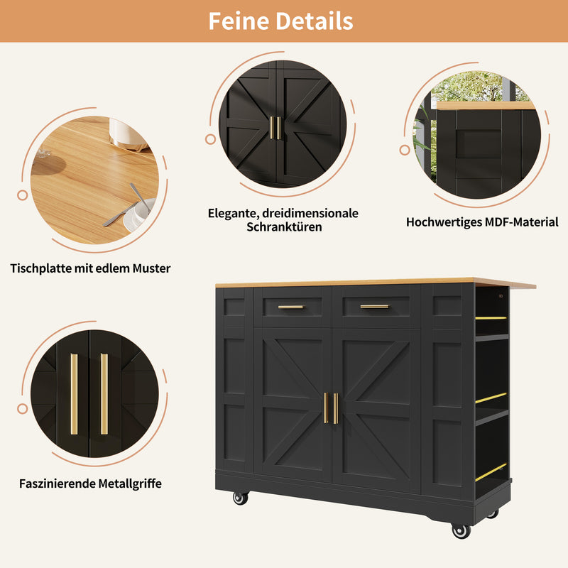 Chariots de cusisine noire extensible scandinaveen MDF avec roulettes DHENPHU