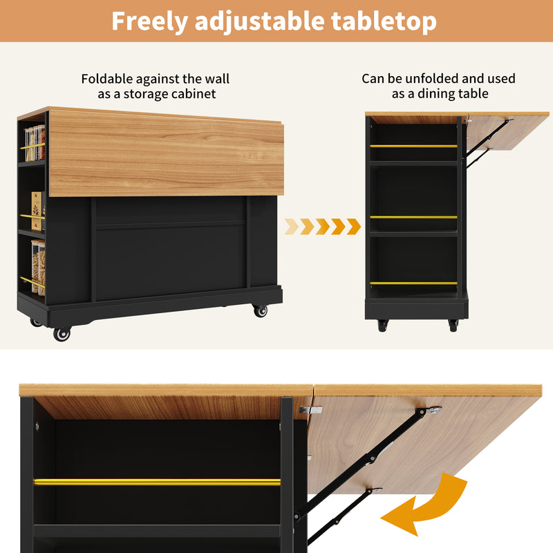 Chariots de cusisine noire extensible scandinaveen MDF avec roulettes DHENPHU