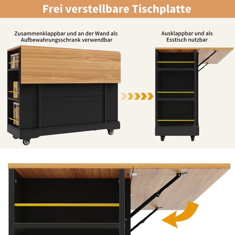 Chariots de cusisine noire extensible scandinaveen MDF avec roulettes DHENPHU