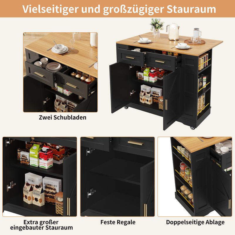 Chariots de cusisine noire extensible scandinaveen MDF avec roulettes DHENPHU