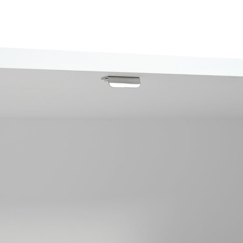 Buffet contemporain blanc 4 portes texturées détails dorés CEDARSPIRE
