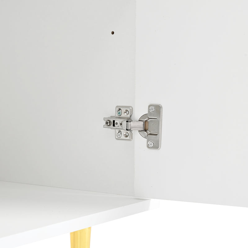 Buffet contemporain blanc 4 portes texturées détails dorés CEDARSPIRE