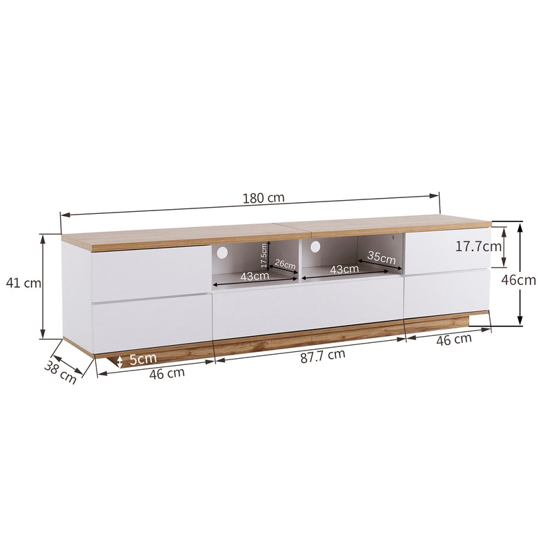 Meuble TV moderne bicolore effet bois et blanche avec 5 portes DIKE