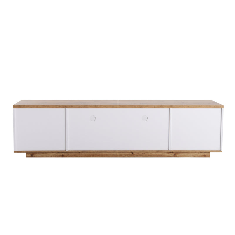 Meuble TV moderne bicolore effet bois et blanche avec 5 portes DIKE