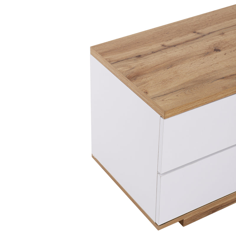 Meuble TV moderne bicolore effet bois et blanche avec 5 portes DIKE