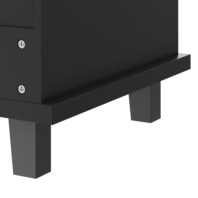Îlot de cuisine noir mobile 2 tiroirs et porte rangement DRIQATS