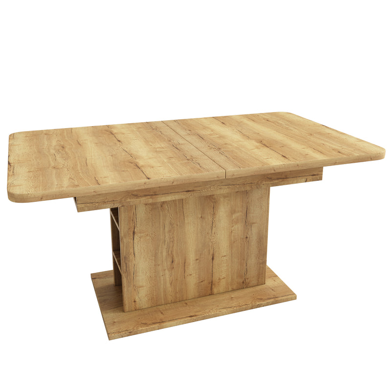 Table à manger extensible effet bois avec rangement L110/130*W70*H75 DRUUKIED WOOD