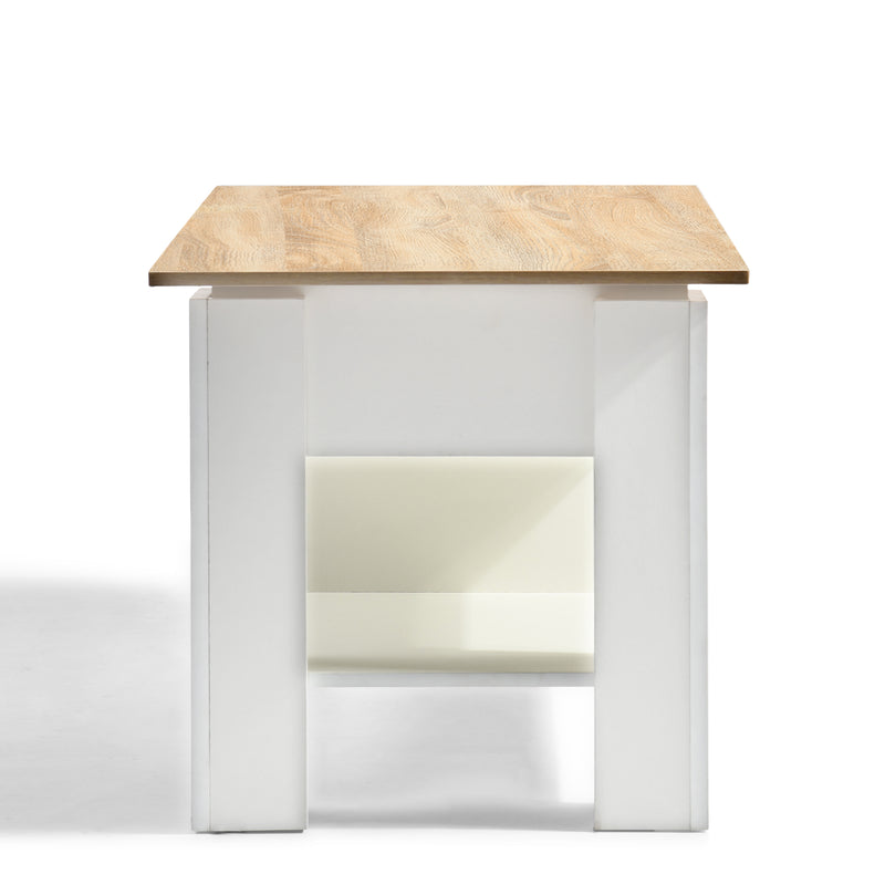 Table basse avec plateau relevable effet bois et blanc 96*50 ELOT WHITE OAK 96