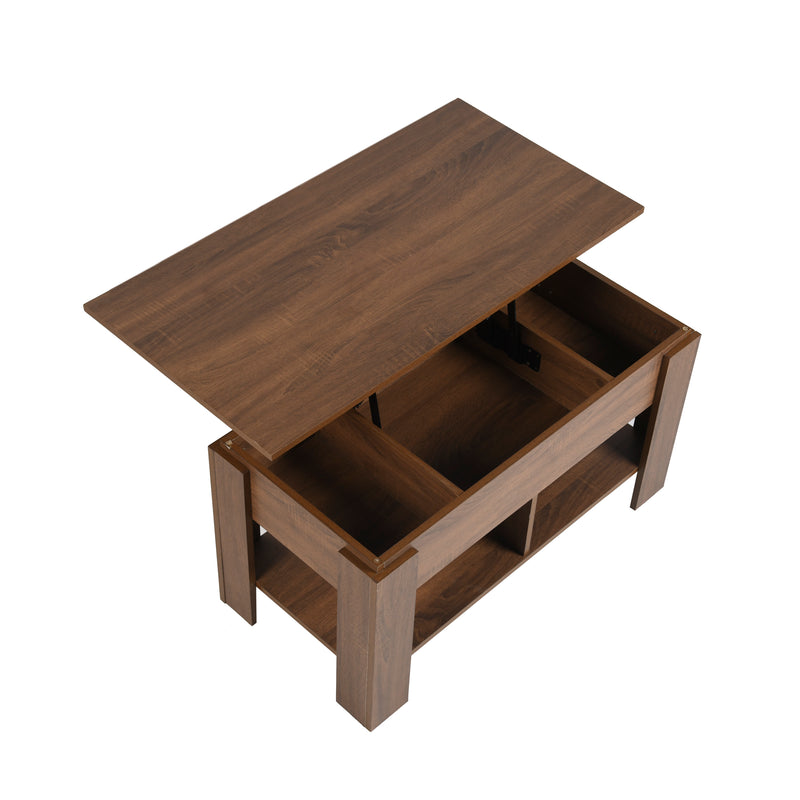 Table basse avec plateau relevable effet bois et marron 110*50 ELOT BROWN 110