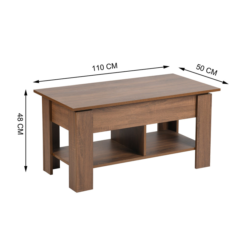 Table basse avec plateau relevable effet bois et marron 110*50 ELOT BROWN 110