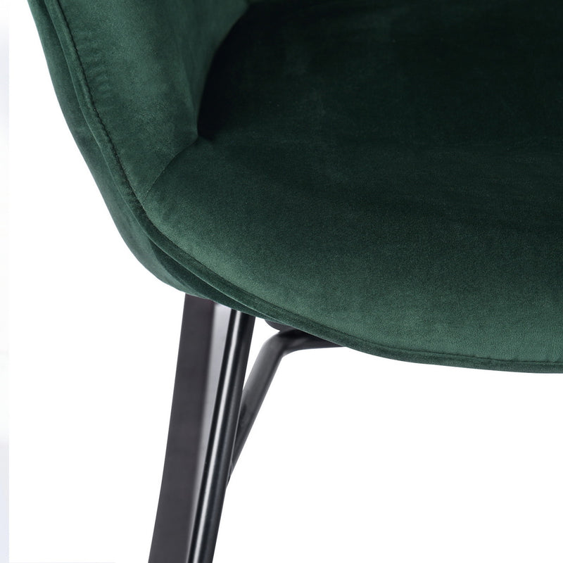 Fauteuil à bascule Scandinave velours vert pieds en bois foncé EPPING KD VELVET GREEN