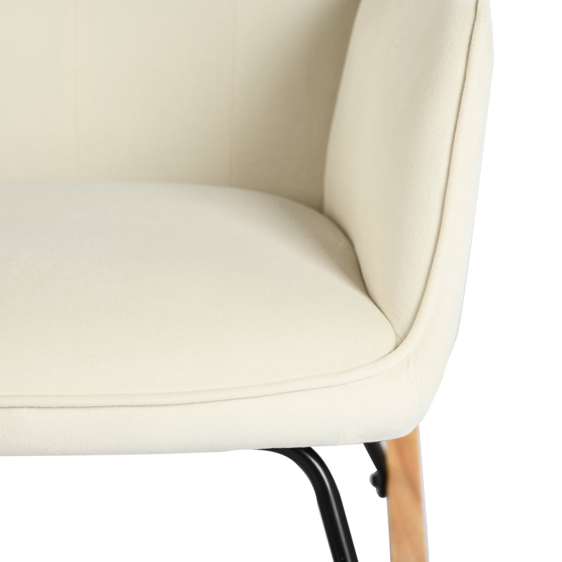 Fauteuil à bascule rocking chair velours blanc cassé EPPING SMALL VELVET BEIGE