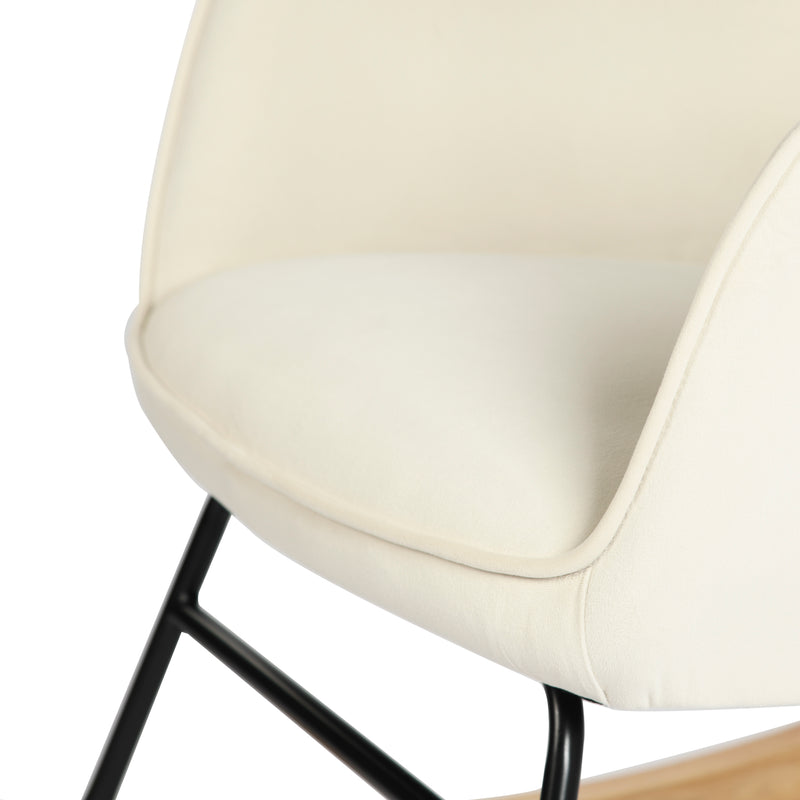 Fauteuil à bascule rocking chair velours blanc cassé EPPING SMALL VELVET BEIGE