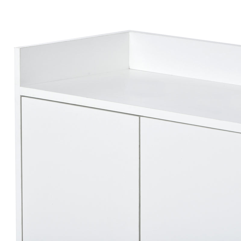 Buffet minimaliste blanc 4 portes sans poignées avec pieds dorés 120*30*80cm EICERS WHITE