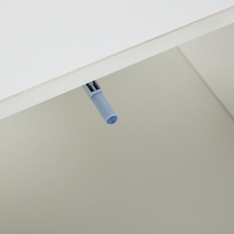 Meuble TV blanc brillant étagères en verre avec éclairage LED 2 tiroirs ENDRONS