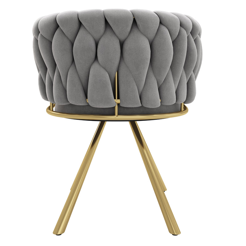 Lot de 2 chaises de salle à manger pivotant 360° velours gris matelassé et base doré EPICUTICL