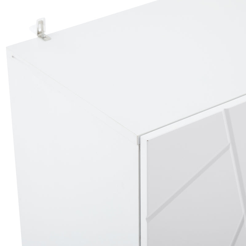 Buffet contemporain blanc motif texturé accent doré ERNAE