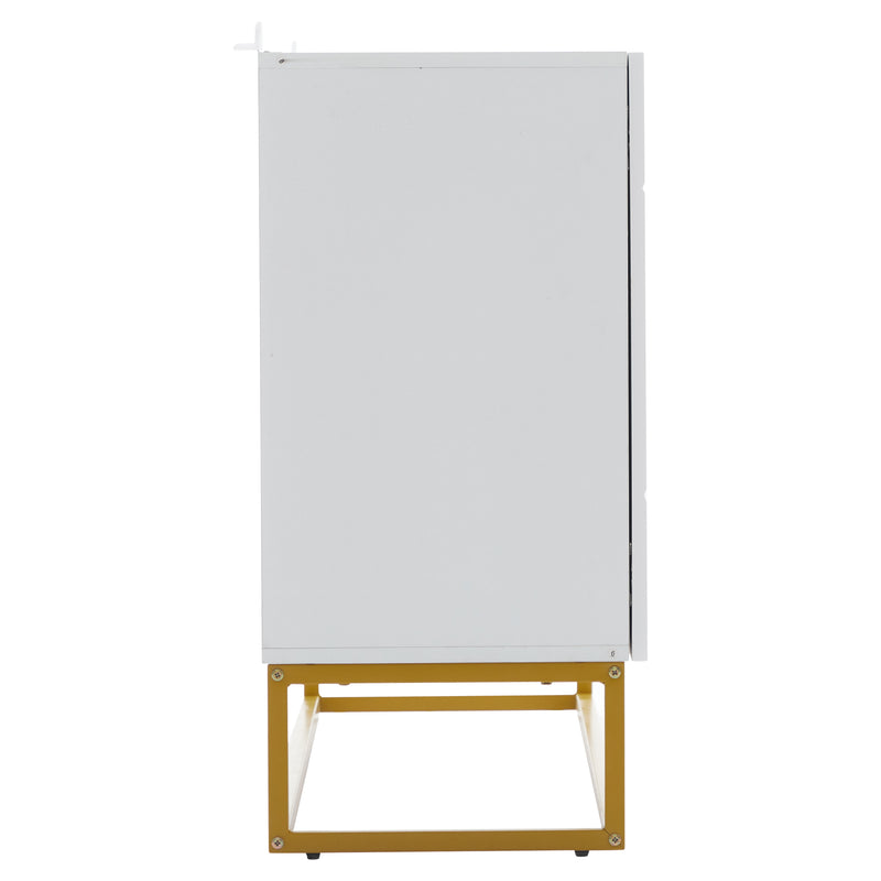 Buffet contemporain blanc motif texturé accent doré ERNAE