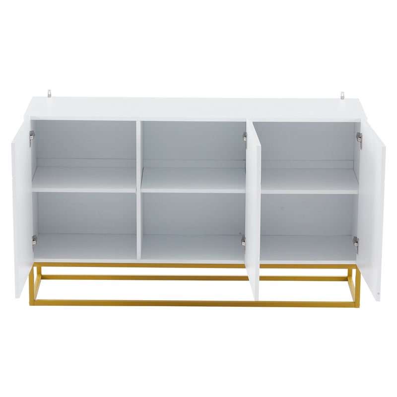Buffet contemporain blanc motif texturé accent doré ERNAE