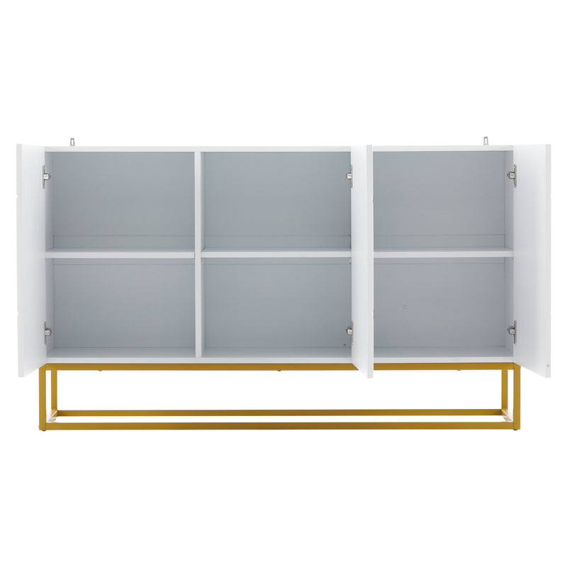 Buffet contemporain blanc motif texturé accent doré ERNAE