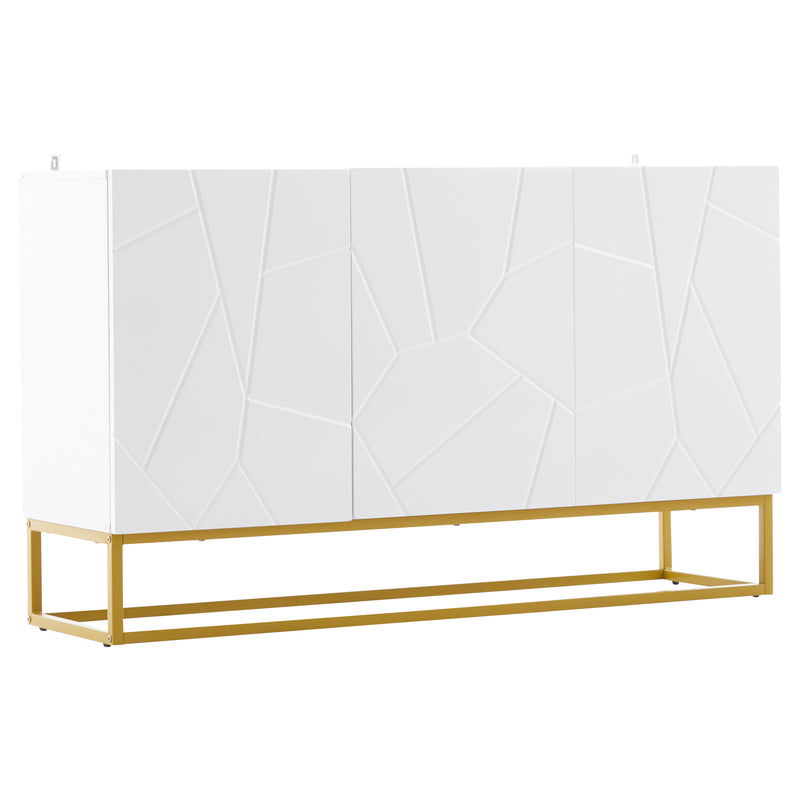 Buffet contemporain blanc motif texturé accent doré ERNAE