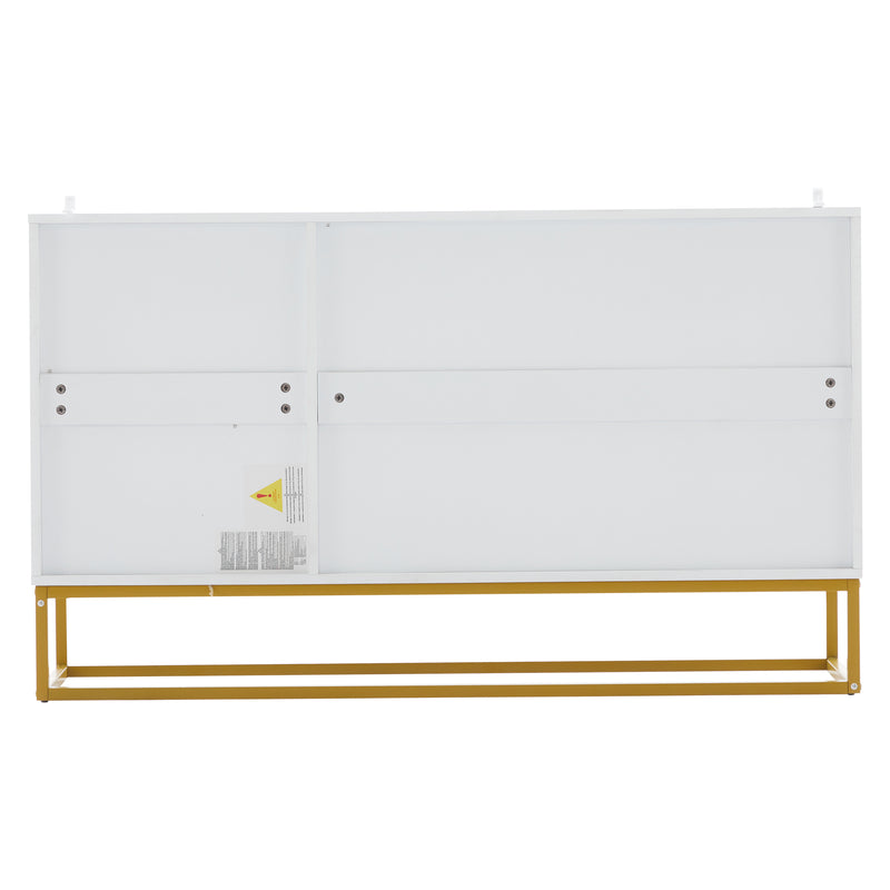 Buffet contemporain blanc motif texturé accent doré ERNAE