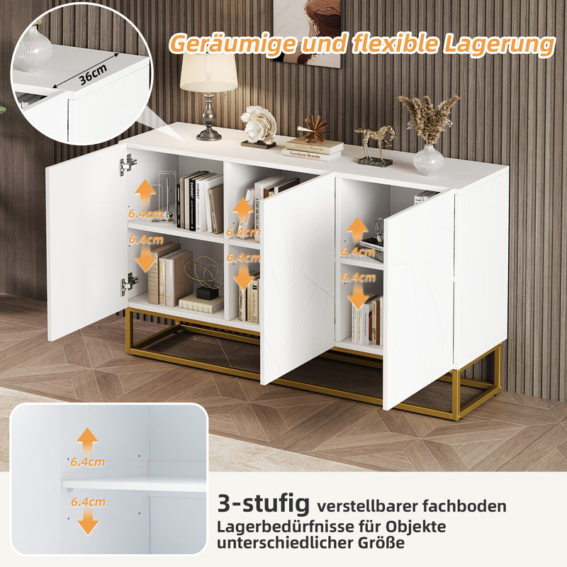 Buffet contemporain blanc motif texturé accent doré ERNAE
