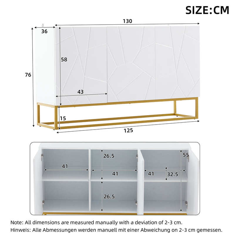 Buffet contemporain blanc motif texturé accent doré ERNAE