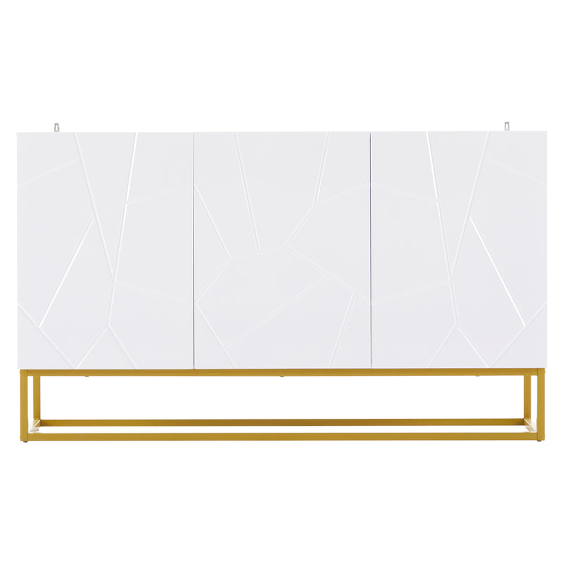 Buffet contemporain blanc motif texturé accent doré ERNAE