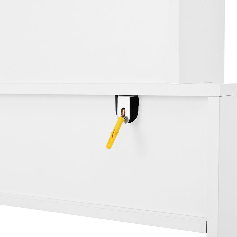 Coiffeuse moderne blanche avec tabouret, miroir LED, 5 tiroirs ETHER