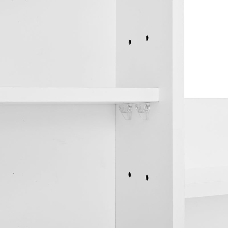 Coiffeuse moderne blanche avec tabouret, miroir LED, 5 tiroirs ETHER