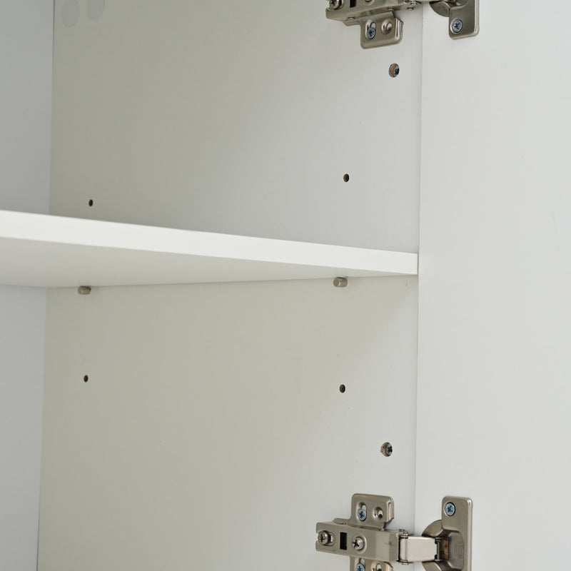 Buffet blanc laqué brillant avec éclairage LED 2 portes 3 tiroirs EUGLENOID