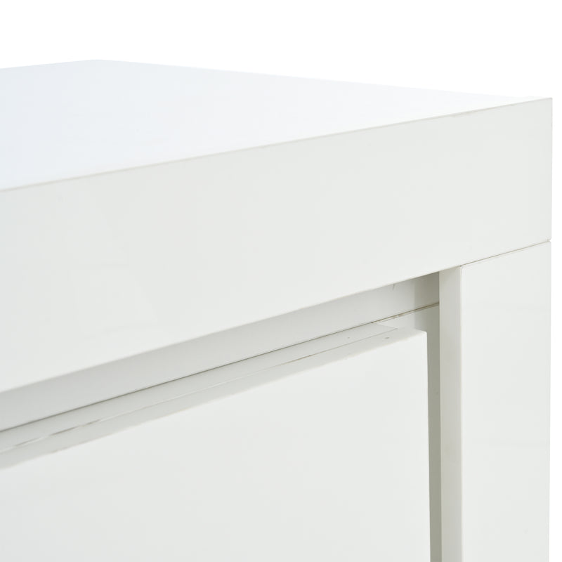 Buffet blanc laqué brillant avec éclairage LED 2 portes 3 tiroirs EUGLENOID
