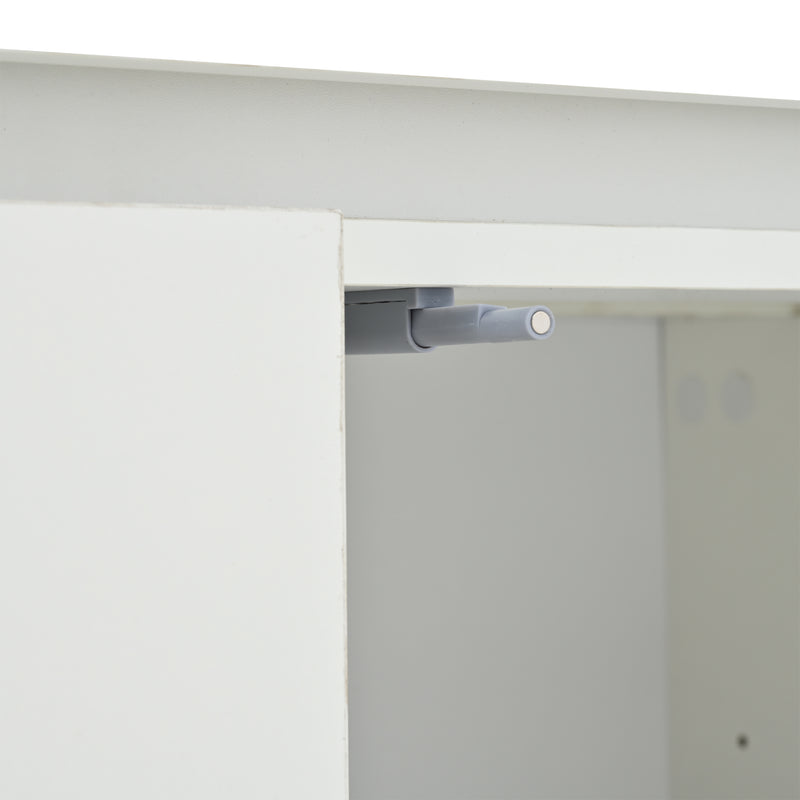 Buffet blanc laqué brillant avec éclairage LED 2 portes 3 tiroirs EUGLENOID