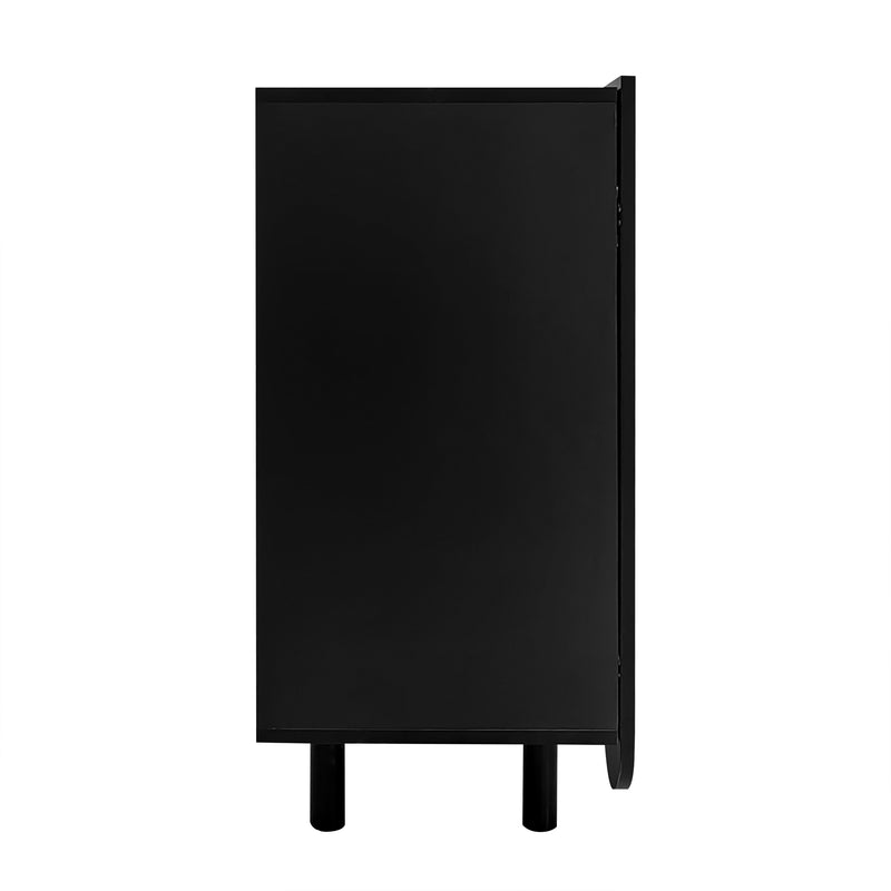 Buffet noir 4 portes avec motif et rangement 120*37.5*80.8 cm EVRENS BLACK