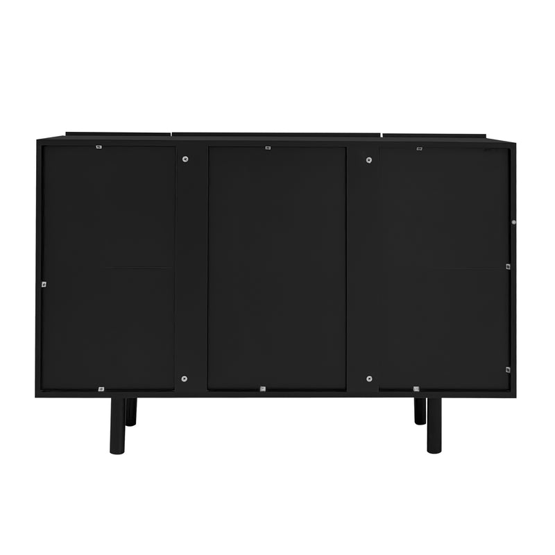 Buffet noir 4 portes avec motif et rangement 120*37.5*80.8 cm EVRENS BLACK