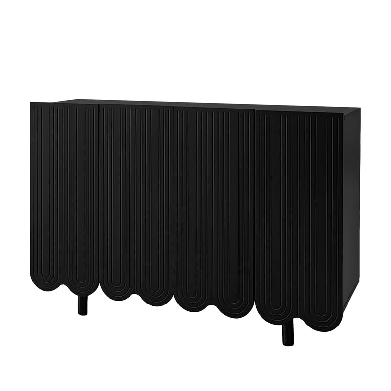 Buffet noir 4 portes avec motif et rangement 120*37.5*80.8 cm EVRENS BLACK