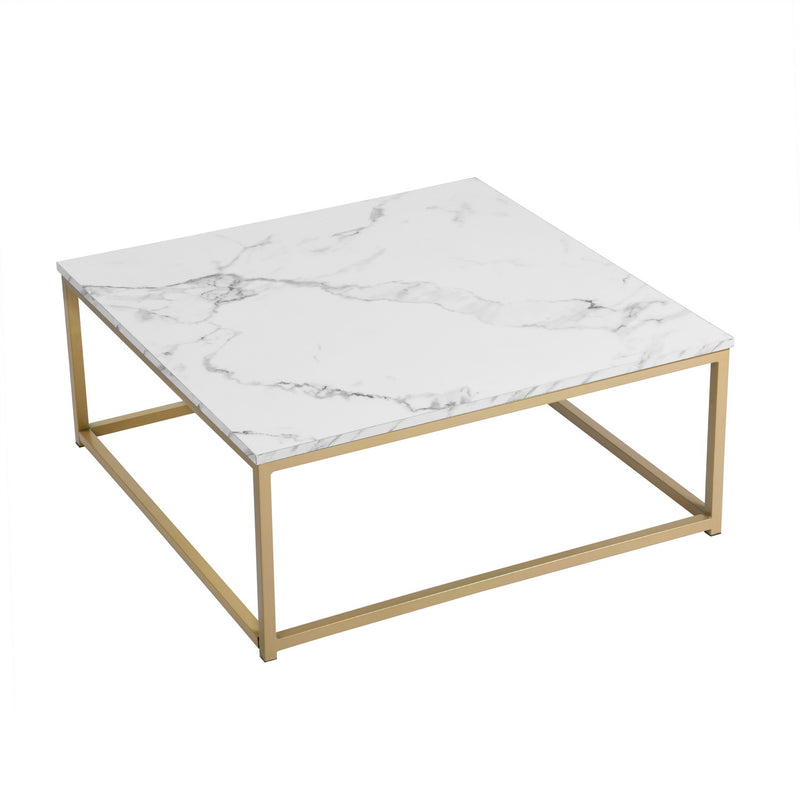 Table basse carrée effet marbre cadre acier doré FACTO SQUARE COFFEE TABLE MARBLE GOLD LEG A