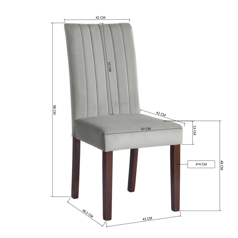 Set aus 2 Esszimmerstühlen aus grauem Samt mit Beinen aus dunklem Holz FAWN GREY